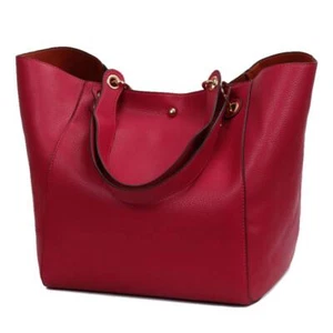 Large Leather Tote Bag Work Handbag with Zipper Fits 15 Laptop - Picture 1 of 4