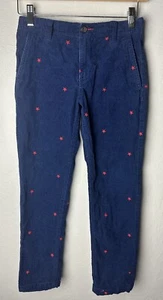 Boden 9Y Boys Navy Blue Corduroy Pants 134 Cm Stretch Red Stars Patriotic - Picture 1 of 4