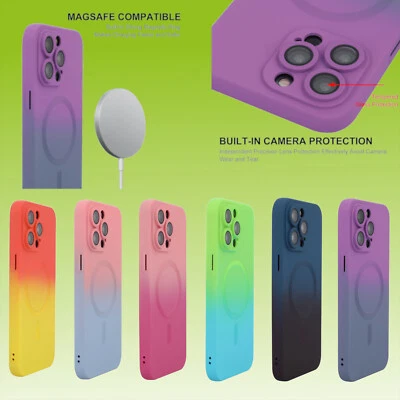 WIGENTO MagSafe Silikon Hülle für iPhone 17 16 Air Pro Max mit Linsenschutz Regenbogen