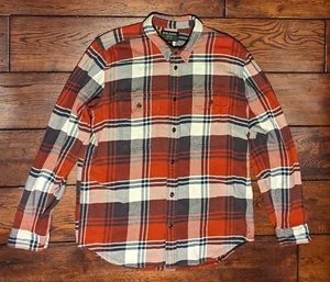 Filson Mens Heavyweight Cotton Plaid Flannel Work Shirt Red, White & Blue Size L - Picture 1 of 11