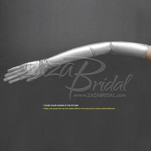 Shiny Stretch Metallic Gloves Opera Length (16BL) - Gold/Silver - Picture 1 of 3