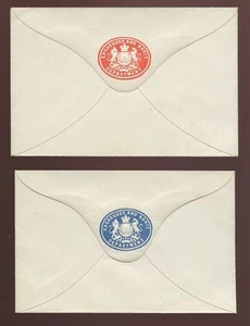 GB QV um 1900 SCHATZKAMMER GANZSACHEN PRÜFUNGSABTEILUNG UMSCHLÄGE ROT + BLAU...POSTFRISCH - Bild 1 von 1