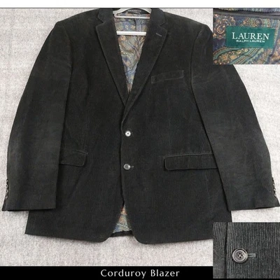 Lauren Ralph Lauren Men's 44R Black Corduroy Blazer Sport Coat Paisley Lined - Image 1 of 4