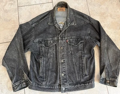 Vintage 1992 Levis Jacket Mens Med Denim Trucker 70507- Black  Disney MGM - Image 1 of 4