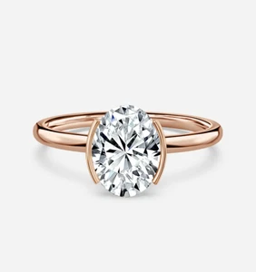 Engagement Ring IGI Certified Lab Grown Diamond 1.50 Ct Oval Cut 18K Rose Gold - Picture 1 of 8