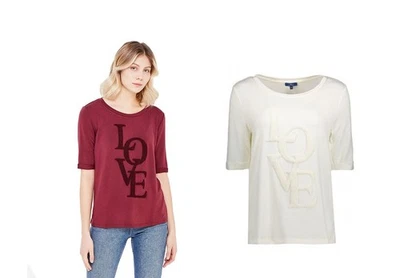 Tom Tailor Women's T-Shirt Blouse Top Pullover Bordeaux, White - Image 1 of 4