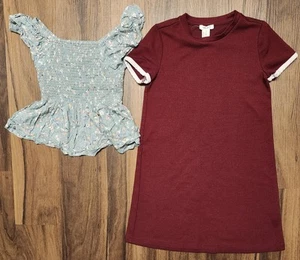 Girls sz 9/10 & 10 NWOT Blouse and Gently Loved T-Shirt Dress - Picture 1 of 6