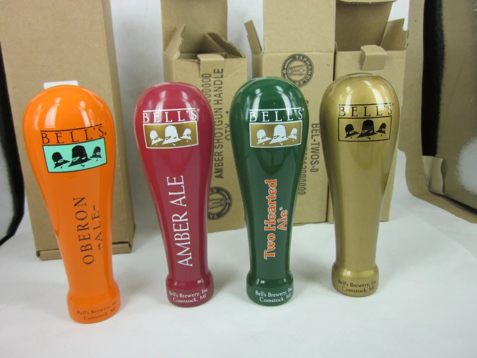 4 diff NOS BELL'S BREWING CO Beer shotgun 6" tap pull draft keg bar pub handles - Image 1 of 1