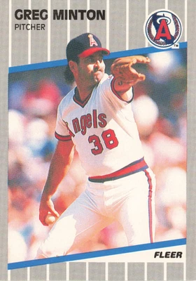 GREG MINTON 1989 Fleer #485 California Angels Pitcher Baseball Card - Image 1 of 2