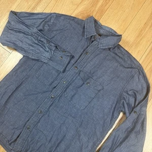 VINTAGE CC Filson Linen Cotton Shirt Mens Medium Button Blue - Picture 1 of 8