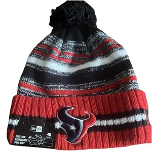 Houston Texans Knit Winter Hat Beanie New Era Cap Removable Pom Blue White NWT - Picture 1 of 5