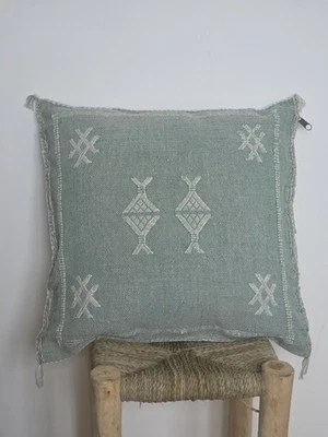 Moroccan Cactus Sabra Silk Handmade Pillows Cushion Cover, Boho, Berber - Image 1 of 4
