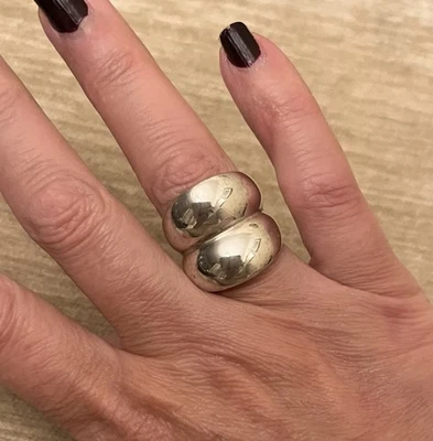 Anillo Escultural Curvo Georg Jensen Plata de Ley Talla EU 53 US 6 1/2 UK M1/2 Foto 1 de 4