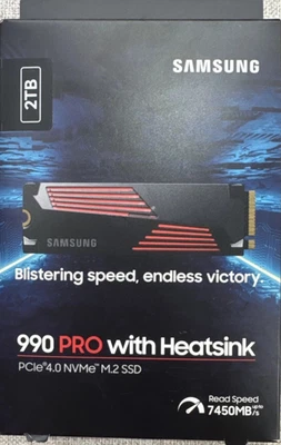 MZ-V9P2T0CW SAMSUNG 990 PRO W/Heatsink 2TB M.2 NVME PCIE4.0 VNAND SSD New - Image 1 of 4