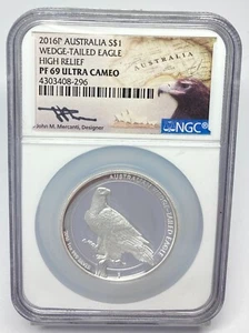 2016-P 1oz Silver Australia $1 Wedge-Tailed Eagle High Relief NGC PF69UC - Picture 1 of 2