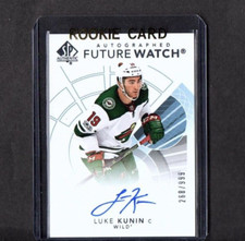 2017-18 SP AUTHENTIC FUTURE WATCH SIGNED RC CARD AUTO LUKE KUNIN WILD 268/999
