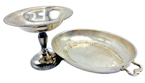 Sterling Silver Pedestal Prelude Pedestal Compote Candy Dish & Oval Serving Dish - Picture 1 of 7