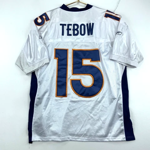 Vintage Tim Tebow #15 Denver Broncos Reebok Football Jersey Size 52 White Nfl Cover