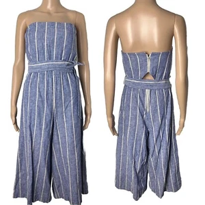 Alice + Olivia Lucie Jumpsuit weites Bein blau & weiß gestreift Cropped Größe 10 - Bild 1 von 13