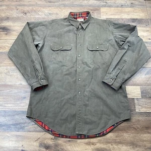 VTG LL Bean Shirt Mens Large Tall Plainsmen Brown/Green Red Plaid Lined USA Made - Picture 1 of 16