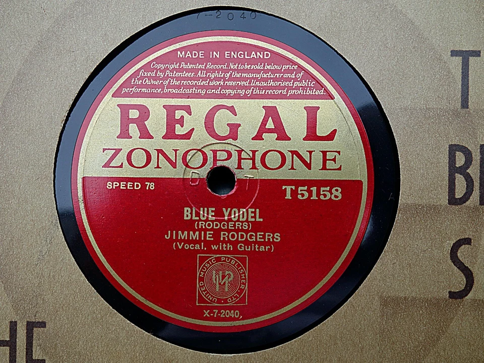 JIMMIE RODGERS - Blue Yodel / Away Out On The Mountain 78 rpm disc (A++) - Image 1 of 1