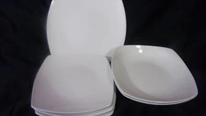 HD Designs WHITE Stoneware [LOT OF 6] (Dinner, SALAD PLATES,COUPE BOWLS) - Picture 1 of 11
