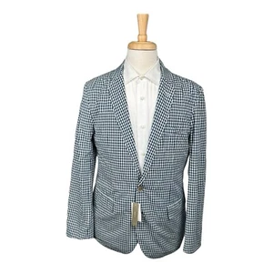 J.Crew Blue White Check Half Lined Cotton Mens Blazer Size Medium NWT - Picture 1 of 7