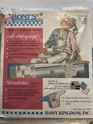 Vintage Boni's Bunnies & Bears Daisy Kingdom Children's Oversize Shirt Kit 5106 - Image 1 of 4