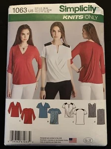 SIMPLICITY Pattern 1063 KNIT TOP  Plus Size 16 18 20 22 24 Knits Only 3 Styles - Picture 1 of 2