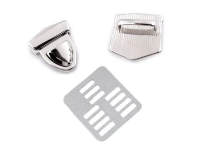 10 Steckschloss Mappenschloss TASCHENVERSCHLUSS silber 33x41 mm eckig spitz - Bild 1 von 2