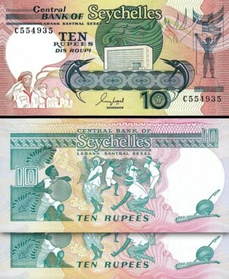 Seychelles 10 Rupees 1989, UNC, 2 Pcs PAIR, Consecutive, P-32 - Image 1 of 4