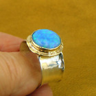 Hadar Designers Opal Ring 6,7,8,9 Yellow 9k Gold 925 Silver Handmade (I r137)