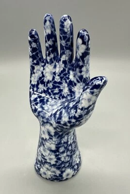 复古中世纪瓷蓝色白色花卉手工戒指/手链架 — 第 1/4 张图片