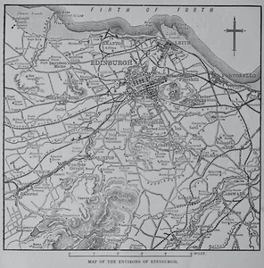 Edinburgh KARTE DER UMGEBUNG VON EDINBURGH Original viktorianischer Druck um 1881 - Bild 1 von 2