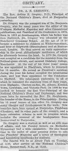Obituario 1912 reverendo Arthur E Gregory director del hogar nacional de niños - Imagen 1 de 1