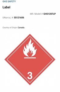 GHS1287LP Class 3 Dangerous Industrial Drum Paper Adhesive Backed Labels(Qty-3) - Picture 1 of 14