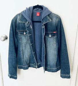 S.OLIVER - Blue Denim Jacket With Inner Zip Out Hoodie (Very Warm) Fit Size 12 - Picture 1 of 5