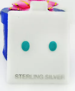 LAB TURQUOISE 0.94 Cts STUD EARRINGS .925 STERLING SILVER - New With Tag - Picture 1 of 3