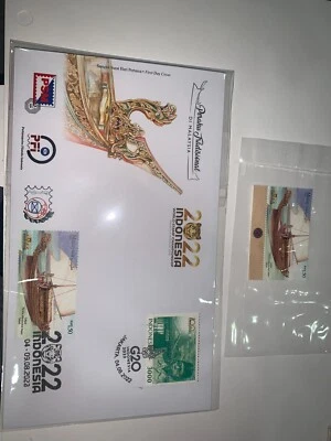 Malaysia 04-09-Aug-2022 fdc boat overprint jakarta first day cover + mint stampd - Image 1 of 2