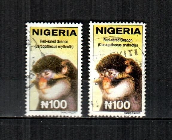 NIGERIA Scott's 737a, (?) 737b (2v) Guenon orejas rojas F/VF usado (2005, ?) Foto 1 de 1