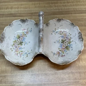 Vintage 11.5” Double Serving Bowl - Floral With Handle. - Picture 1 of 2