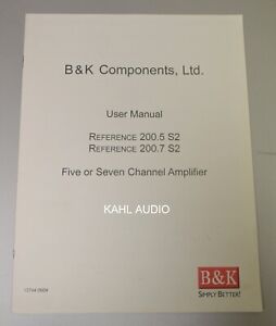 B&K Reference 200.5 S2/200.7 S2 manual. $5 only!