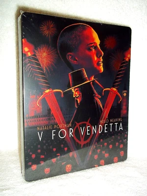 V For Vendetta (4K/Blu-ray, 2006, STEELBOOK) OOP Hugo Weaving Natalie Portman  - Image 1 of 4