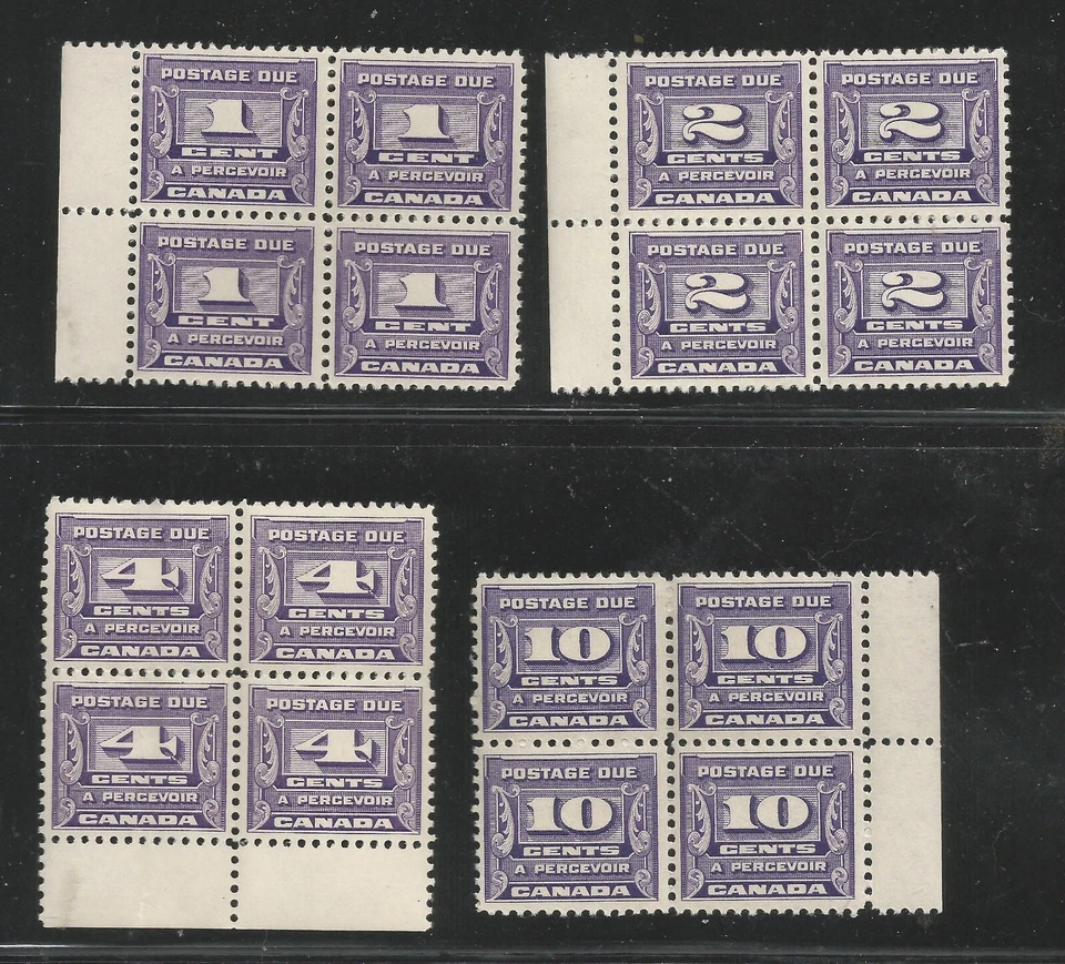 Canada # J 11-14, Unused blocks of 4. F/VF, VF, OG, H, LH & NH. CV $ 325.00 - Image 1 of 1