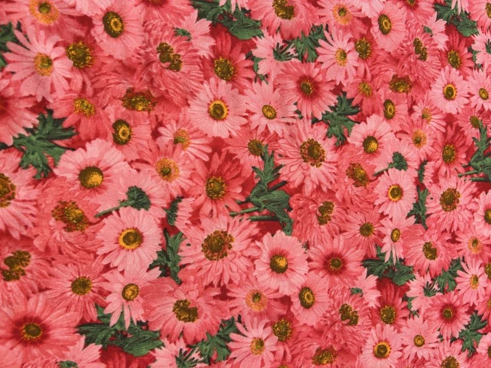 Bonitas telas rosadas frescas flores Andover por acolchado costura Foto 1 de 4