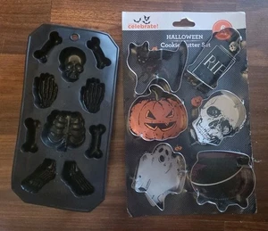 Set 6 Celebrate It Halloween Ausstecher und 10 Stück Skelett Form Eisschale - Bild 1 von 2