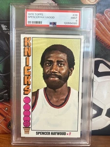 1976 Topps Spencer Haywood #28 New York Knicks PSA 9 como nuevo estuche gema afilada* - Imagen 1 de 2