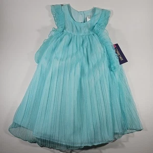 Cherokee Dress 4T Girl's Blue/Silver Shimmer Ruffled Beautiful Dress - Picture 1 of 4