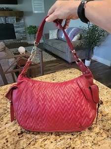Bolso de hombro vintage para mujer Wilsons bolso de mano/cartera de cuero con costuras Chevron - Imagen 1 de 13
