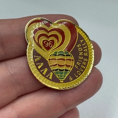 Vintage 1996 AAAA Friends & Lovers Rally Hot Air Balloon Enamel Lapel Pin Heart - Image 1 of 4